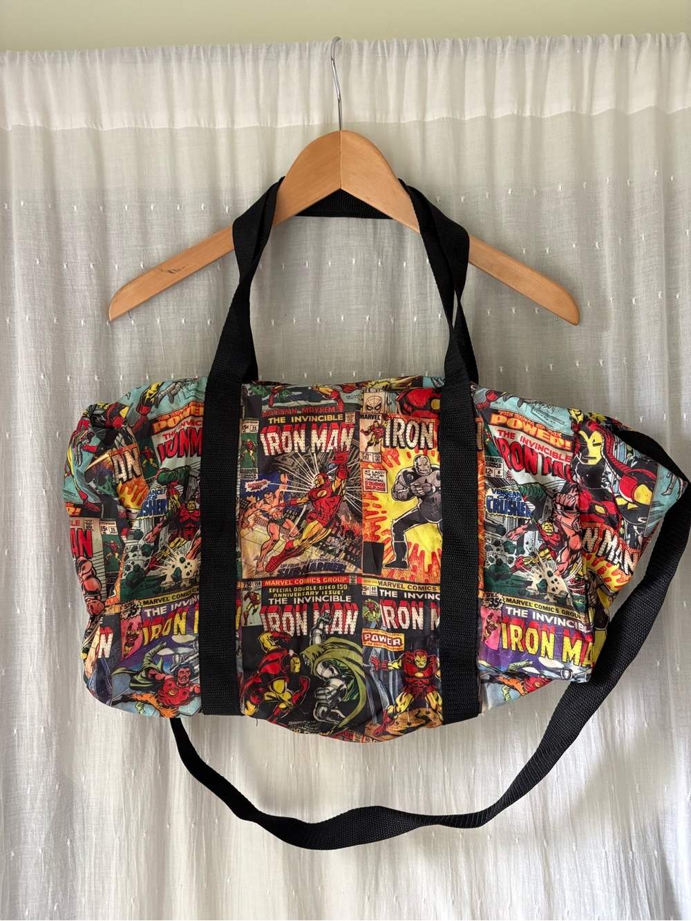 Iron Man Comic Print Travel Duffel Bag Retro